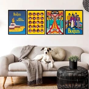 Kit 4 Quadros Yellow Submarine - Beatles 45X34Cm