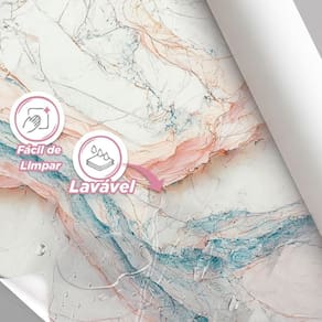 Papel De Parede Painel 3D Mármore Rosa E Azul Brilhoso 2,5M