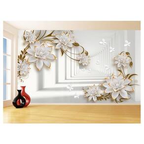 Papel De Parede 3D Floral Textura Sala Flores 3,5M Xfl291