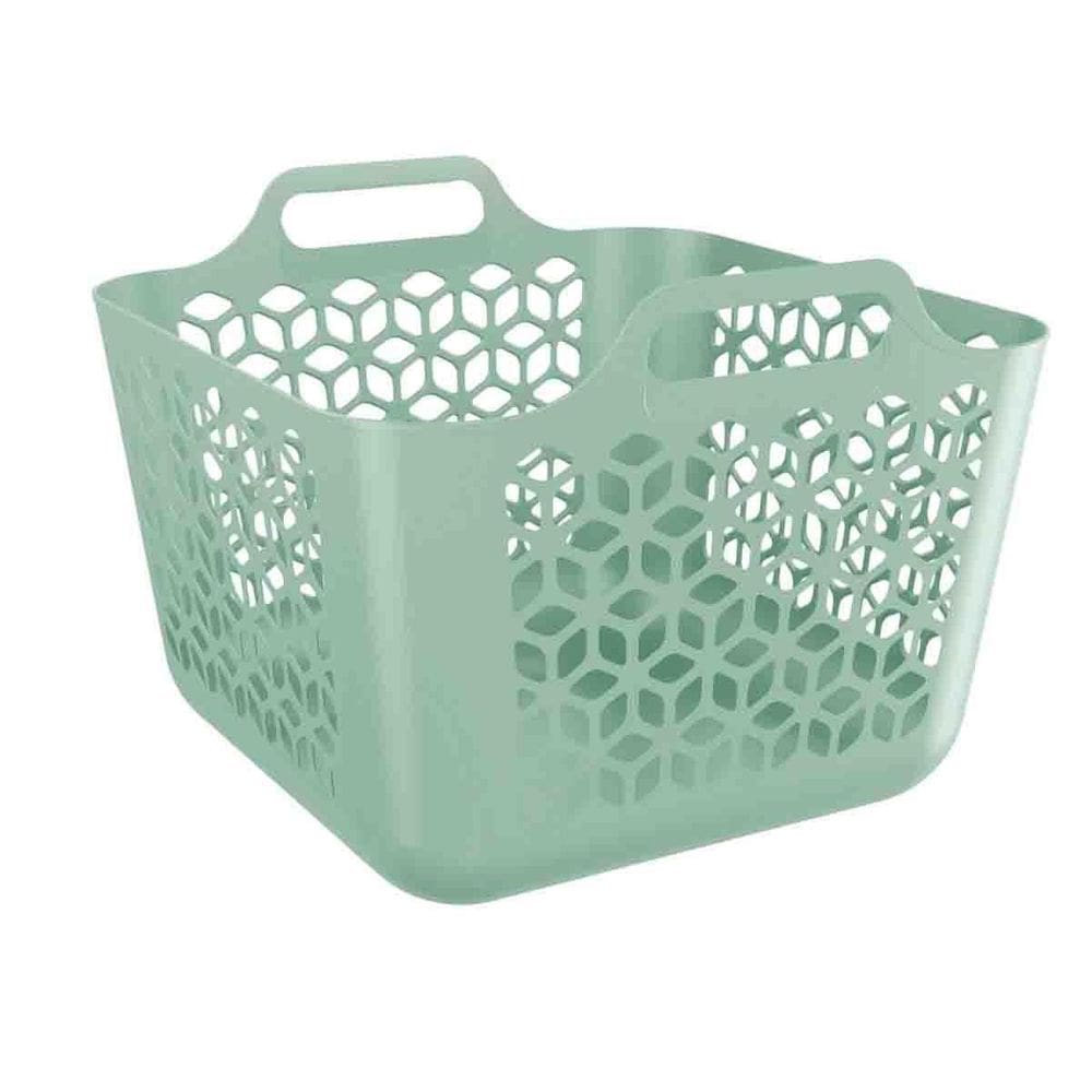 Cesto de roupa organizador 30 litros de plástico uz verde