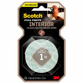 Fita Dupla Face Fixa Forte 24mm X 1,5m Uso Interno