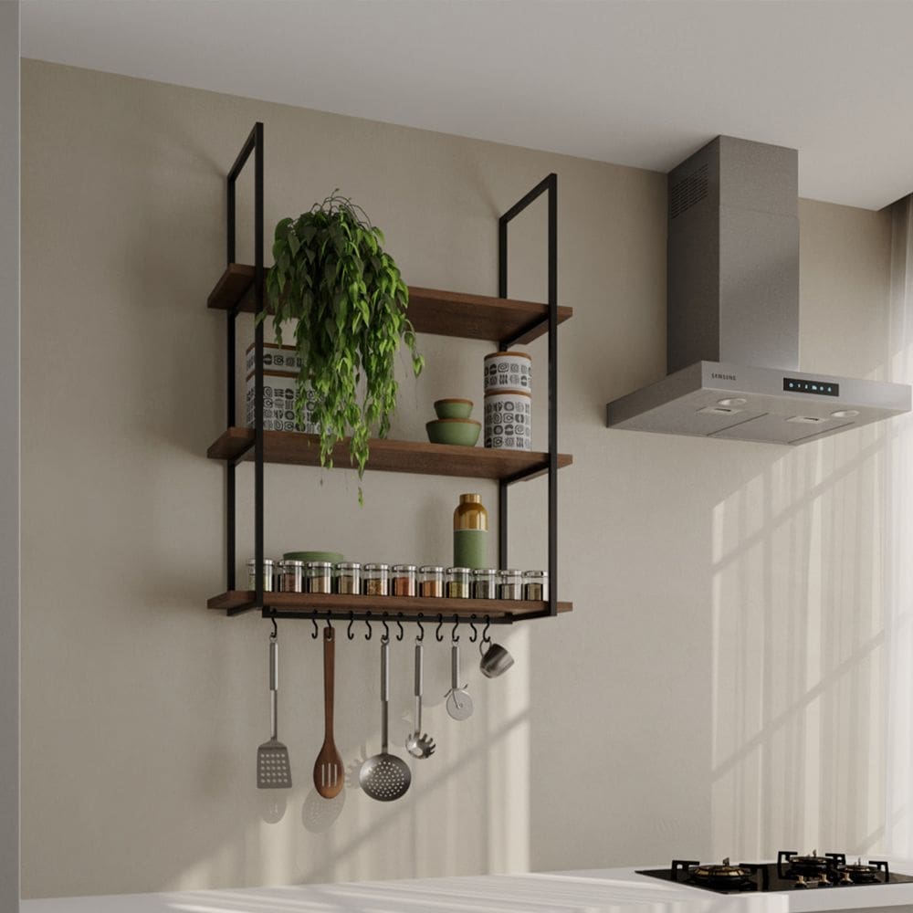 Nicho de Parede Londres 80 Cm Preto e Imbuia