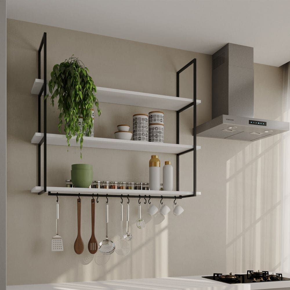 Nicho de Parede Londres 120 Cm Preto e Branco