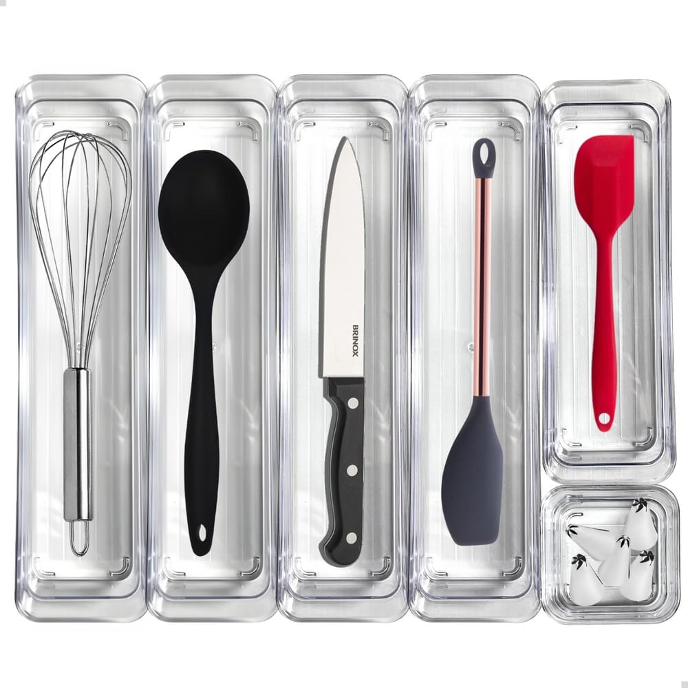 Porta Talheres Organizador De Gavetas Utensílios Grandes 6pç
