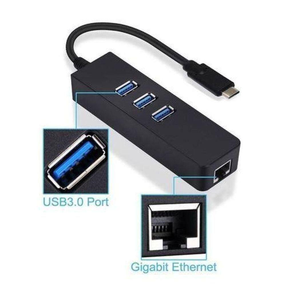Conversor Usb Type C 3 1 Para Rj45 Gigabit E 3 Portas Usb 3