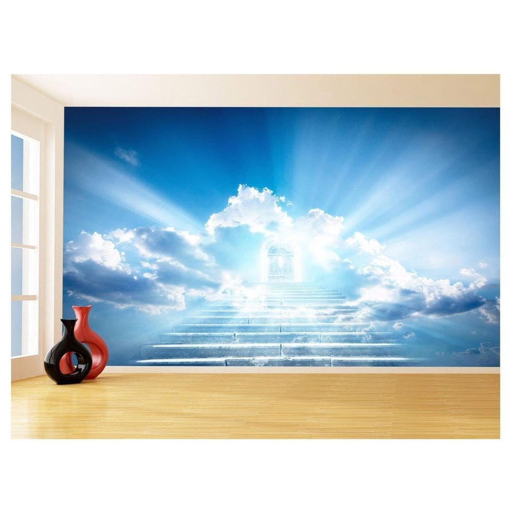 Papel De Parede 3D Religioso Céu Portão Paraíso 3,5M Rl69