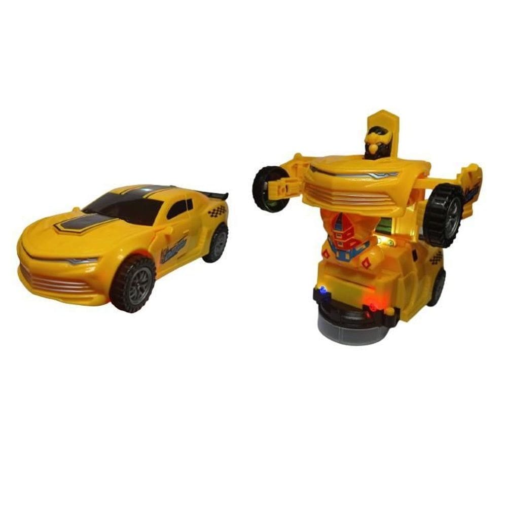 Camaro Vira Robo Carrinho Transformers Com Som Luz Brinquedo