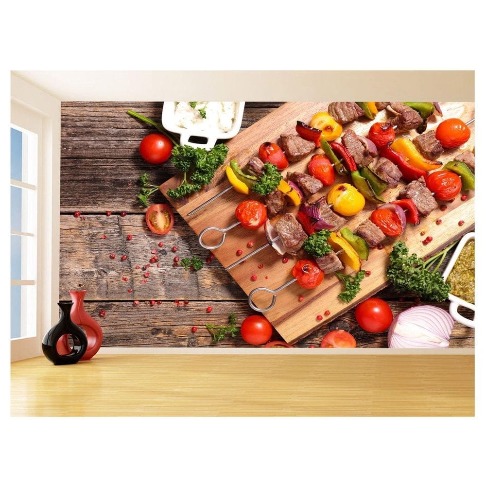 Papel De Parede 3D Alimentos Carne Churrasco 3,5M Al292