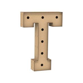 Letra Caixa Grande T Mdf 80Cm Altura Furo Lampada Iluminação