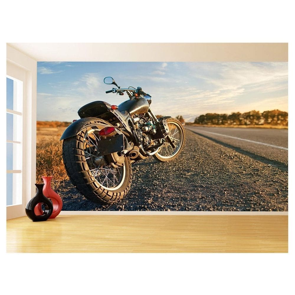 Papel De Parede 3D Moto Esporte Viagem Estrada 3,5M Bkm106