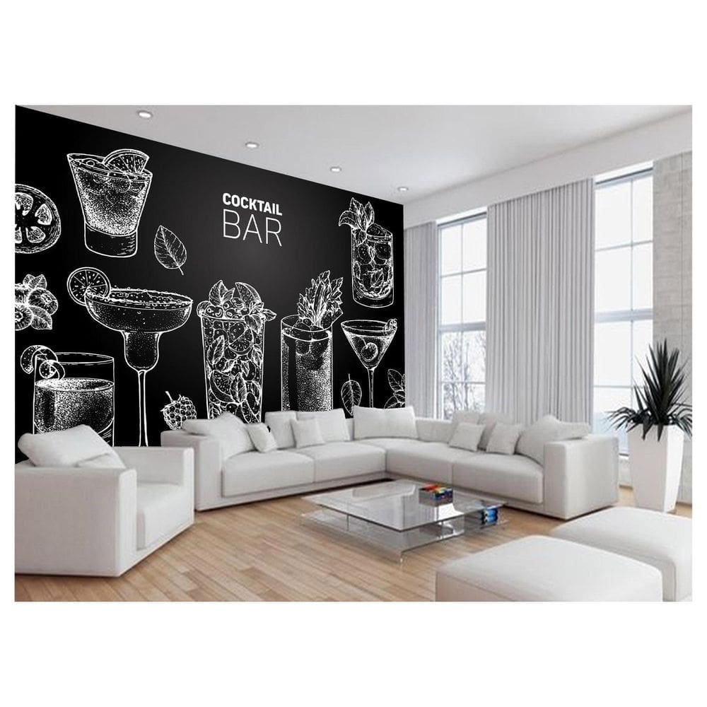 Papel De Parede Estilo Lousa Bebdias Bar Drink 3,5M Lcb24