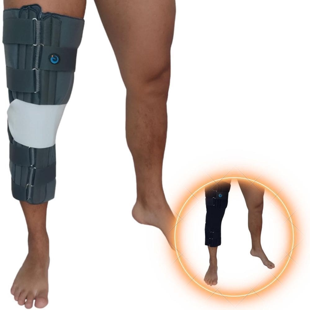 Imobilizador Joelho Fixo Bilateral 70 Cm Cinza Tamanho M/G