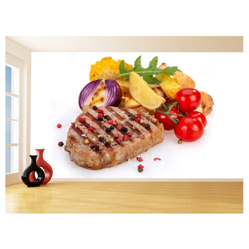 Papel De Parede Alimentos Carne Churrasco Bife 3,5M Al295
