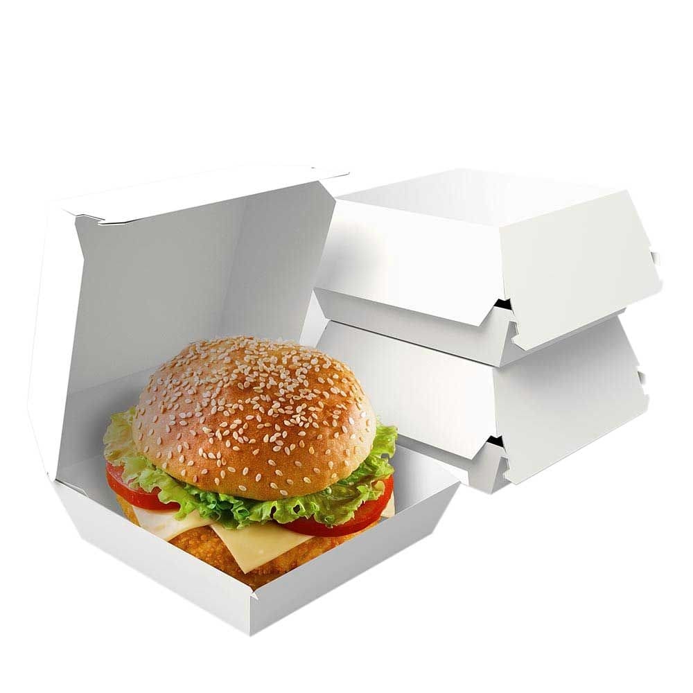 Caixa embalagem de hambúrguer branco 300un