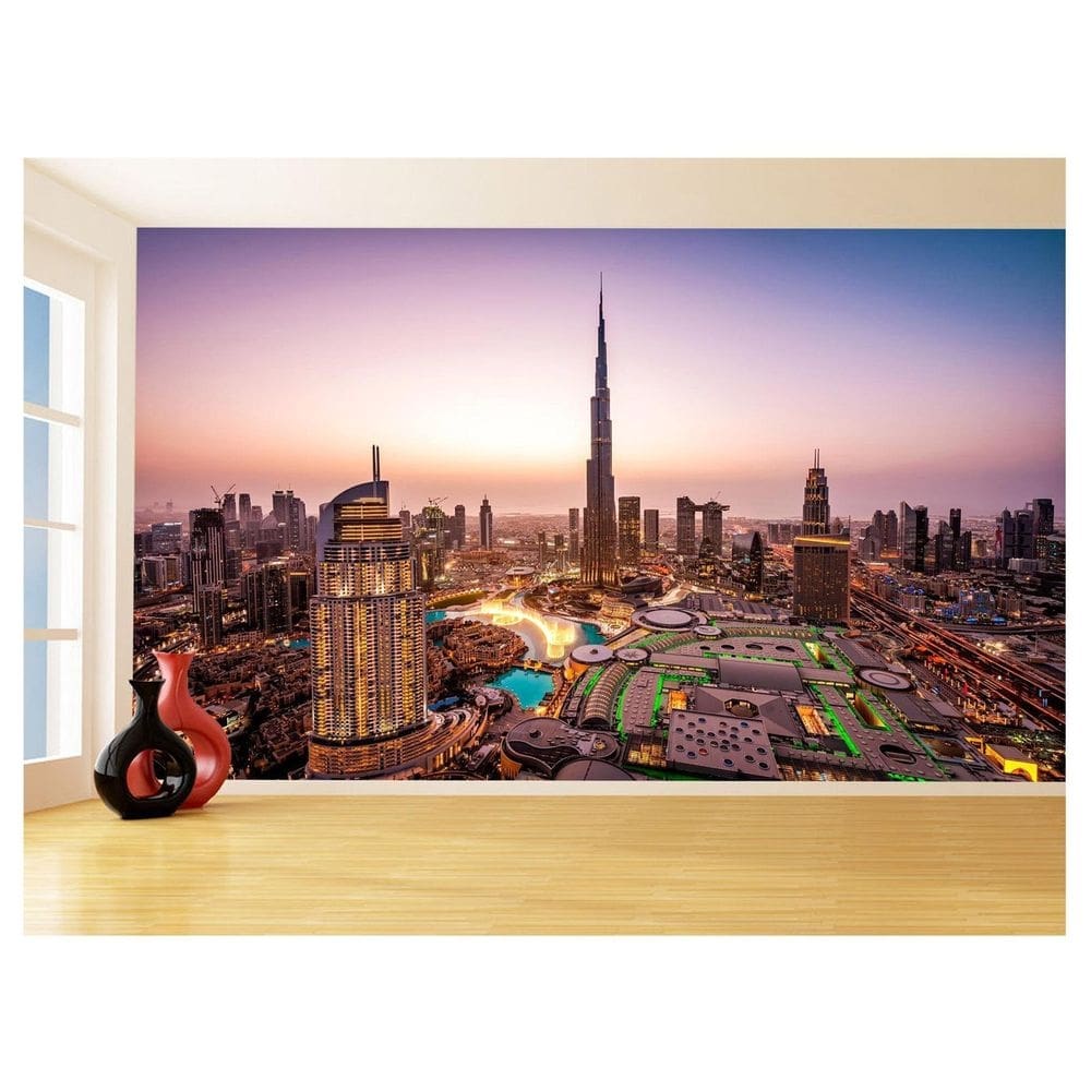 Papel De Parede Cidade Dubai Paisagem Por Sol 3,5M Ncd251