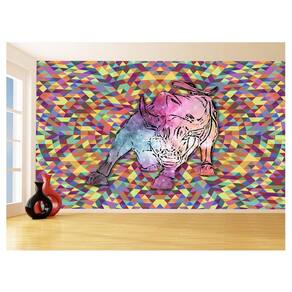 Papel De Parede 3D Animais Pop Art Touro Bull 3,5M Pxa157