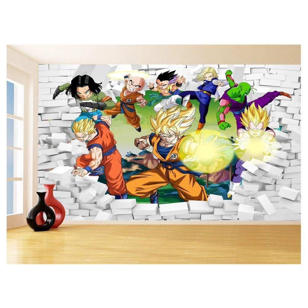 Papel De Parede 3D Dragon Ball Goku Vegeta Anime 3,5M Dbz34