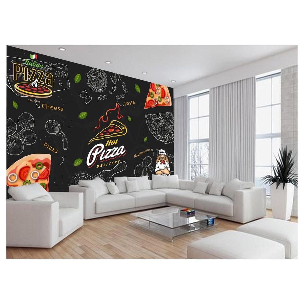 Papel De Parede Alimentos Cantinho Pizza Lousa 3,5M Al344