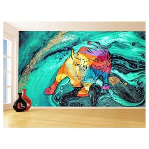 Papel De Parede 3D Animais Pop Art Touro Bull 3,5M Pxa163