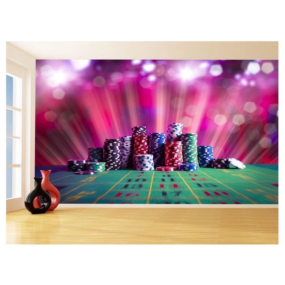 Papel De Parede Salão De Jogos Cassino Fichas 3,5M Jcs123