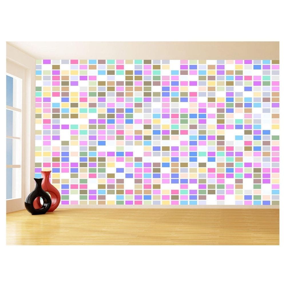 Papel De Parede Geométrico Quadrados Colorido 3,5M Gmt119