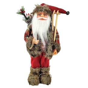 Boneco Papai Noel Xadrez 46x16x18cm - Inigual Decor