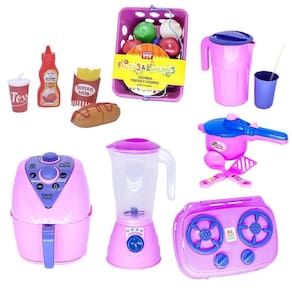 Menina brinquedo cozinha air fryer comidinhas mercado 26pç