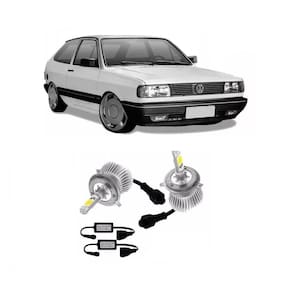 Kit lâmpada super led 6000k farol alto baixo gol quadrado 87