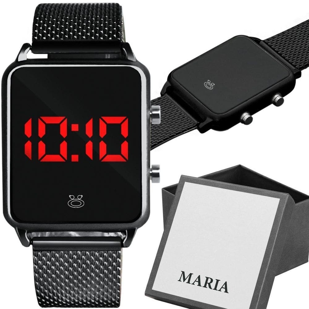 Relogio Feminino Digital Led Preto Quality Premium + Caixa O