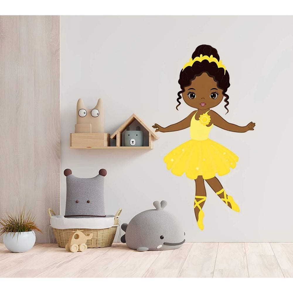 Adesivo De Parede Bailarina Roupa Amarela Mod03