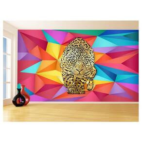 Papel De Parede 3D Animais Pop Art Onça Pintada 3,5M Pxa90