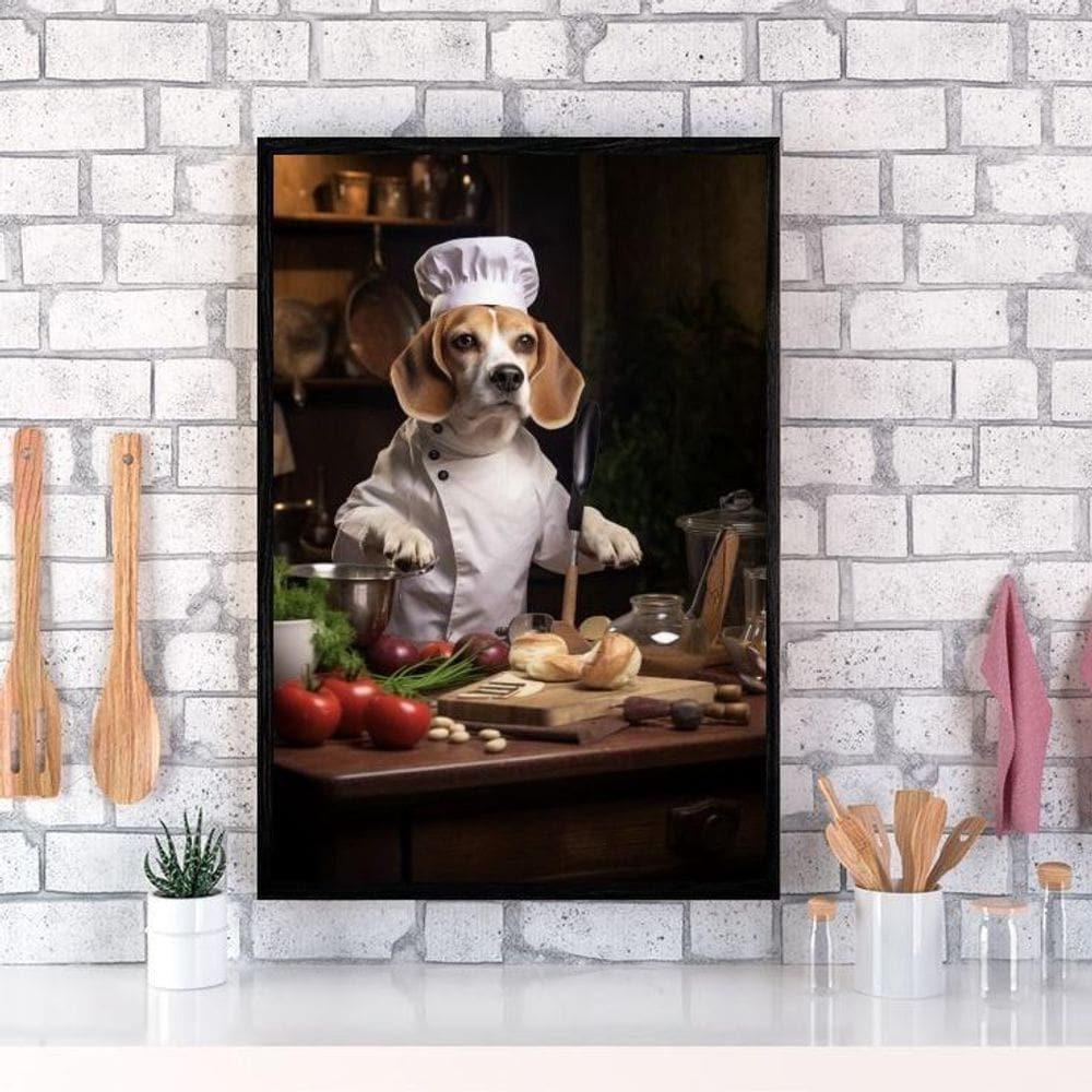 Quadro Para Cozinha Cão Raça Beagle 45X34Cm