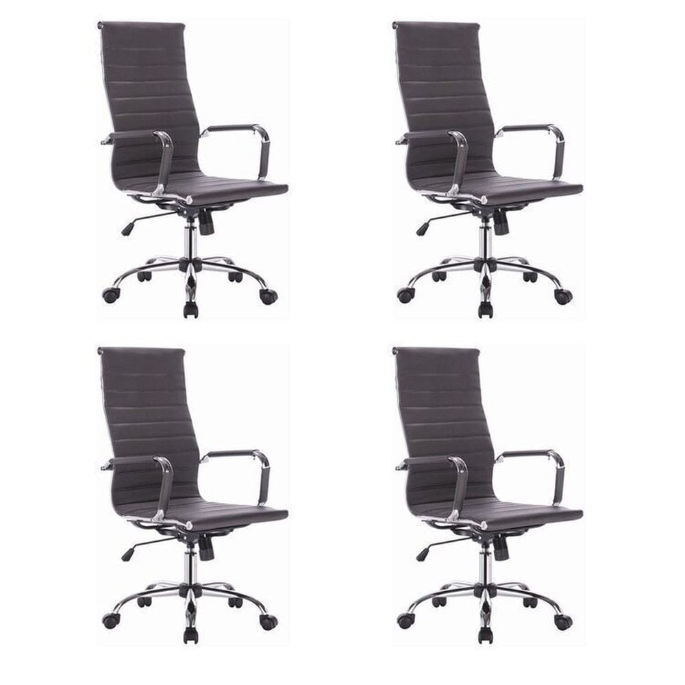 Kit 4 Cadeiras para Escritório Presidente Office Preto