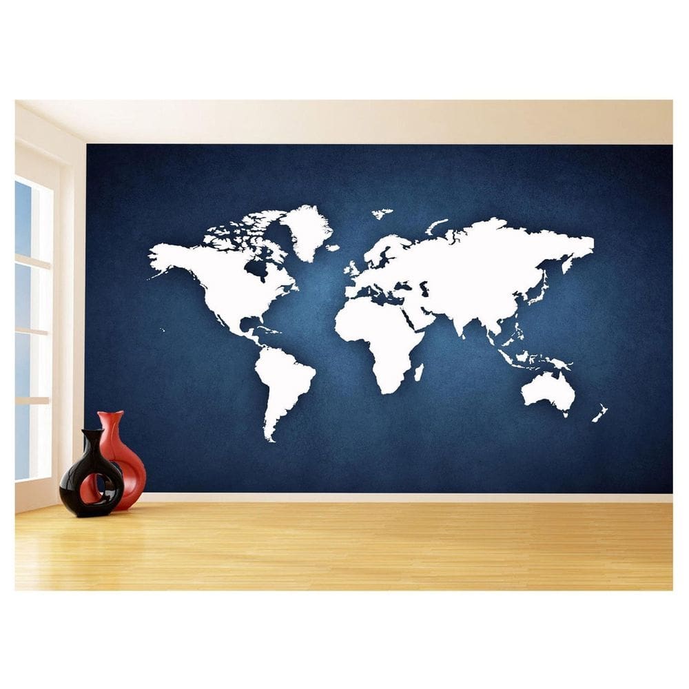 Papel De Parede 3D Mapa Mundi Concreto Cimento 3,5M Nmu20