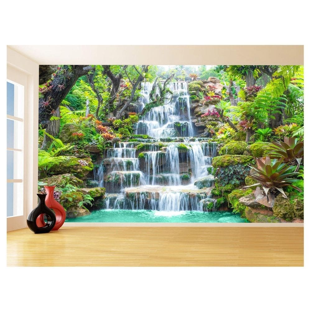Papel De Parede 3D Paisagem Cachoeira Florestas 3,5M Nch220