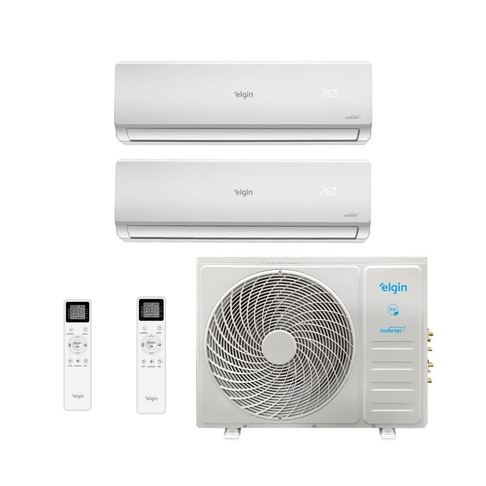 Ar Condicionado Bi Split Hi Wall Inverter Elgin Total Plus 18000 BTUs (12000+12000) Quente/Frio MTQE18C2CB - 220V