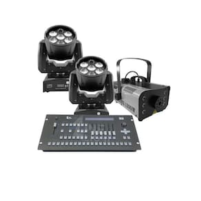 Kit 2 Mini Moving + Máquina De Fumaça 1200W + Mesa Pilot