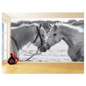 Papel De Parede Animais Casal Cavalos Fazenda 3,5M Anm328