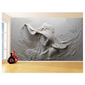 Papel De Parede 3D Arte Mulher Chapéu Pintura 3,5M Tra128