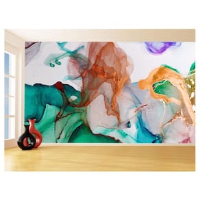 Papel De Parede 3D Arte Tintas Colorido Mármore 3,5M Tra68