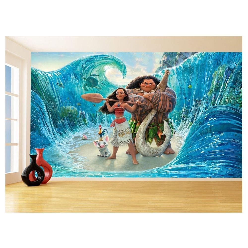 Papel De Parede 3D Infantil Moana Princesa Maui 3,5M Azs377
