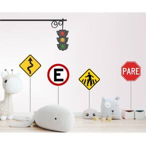 Adesivo de Parede Placas de Trânsito + Semáforo 35cm