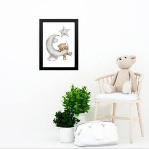 Quadro Quarto Bebê Ursinho Lua Estrela 24X18Cm