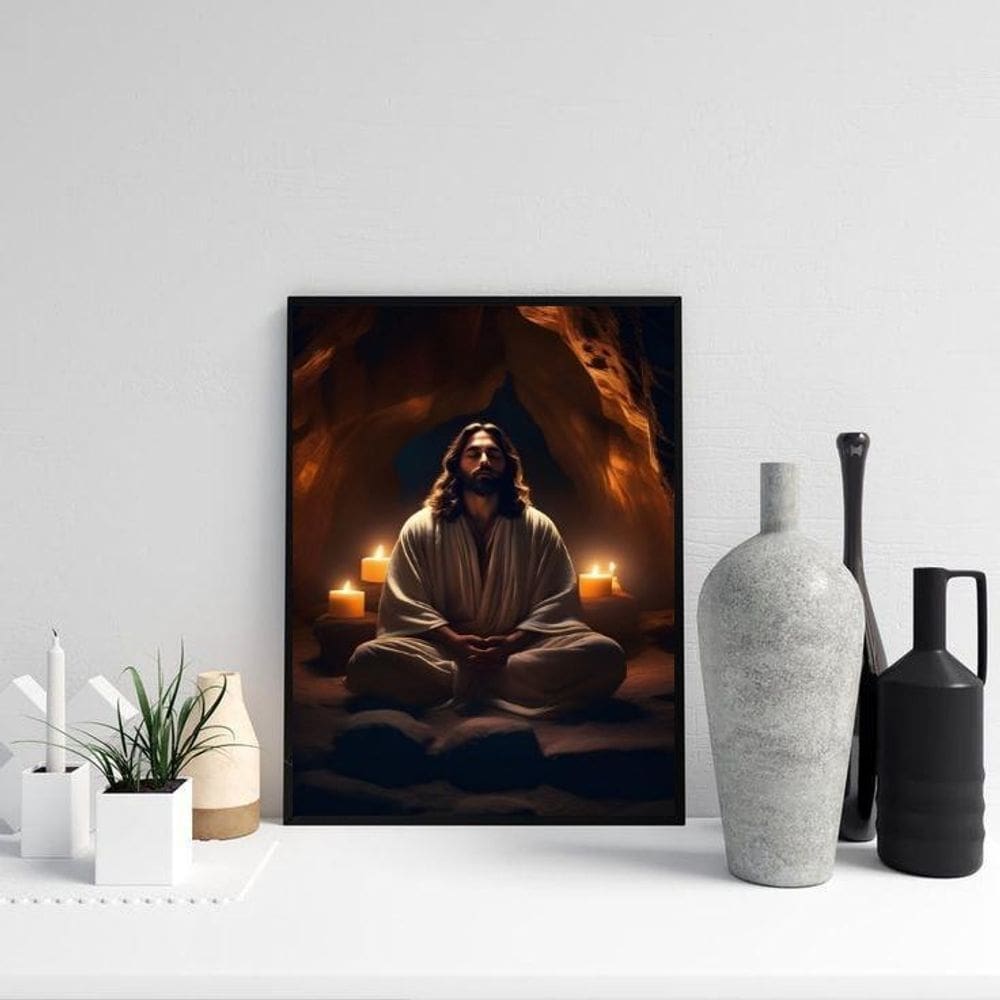 Quadro Jesus Cristo Meditando 24X18Cm