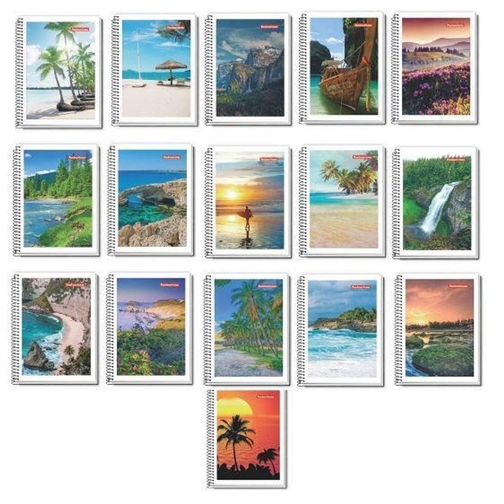 20 Cadernos Espiral Pequeno 1/4 Capa Flexivel 96 Folhas
