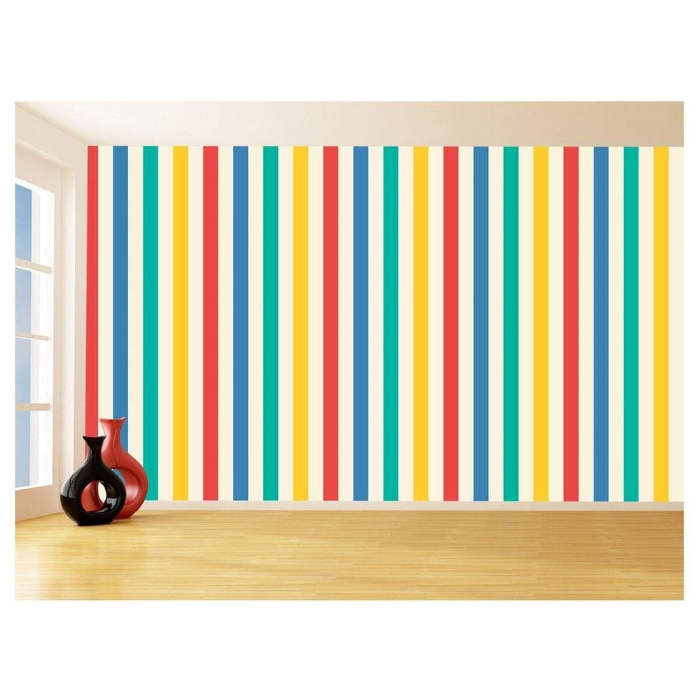 Papel De Parede 3D Listras Coloridas Verticais 3,5M Lst51