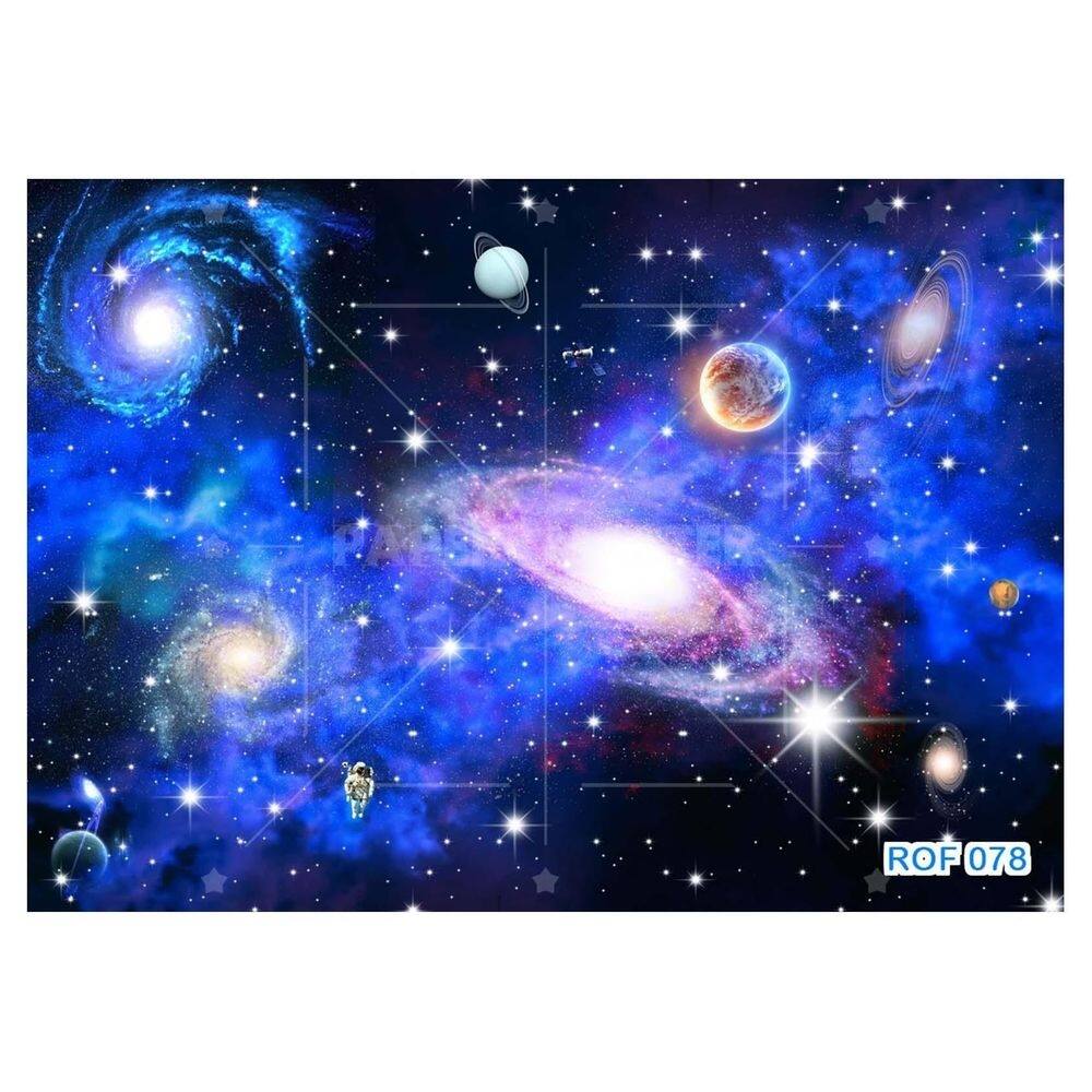 Papel De Teto Céu Espaço Estrelas Planetas 3,5M Rof78