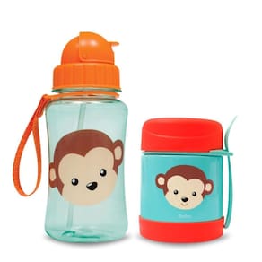 Kit Alimentação Animal Fun Macaco Garrafa Pote Térmico Buba