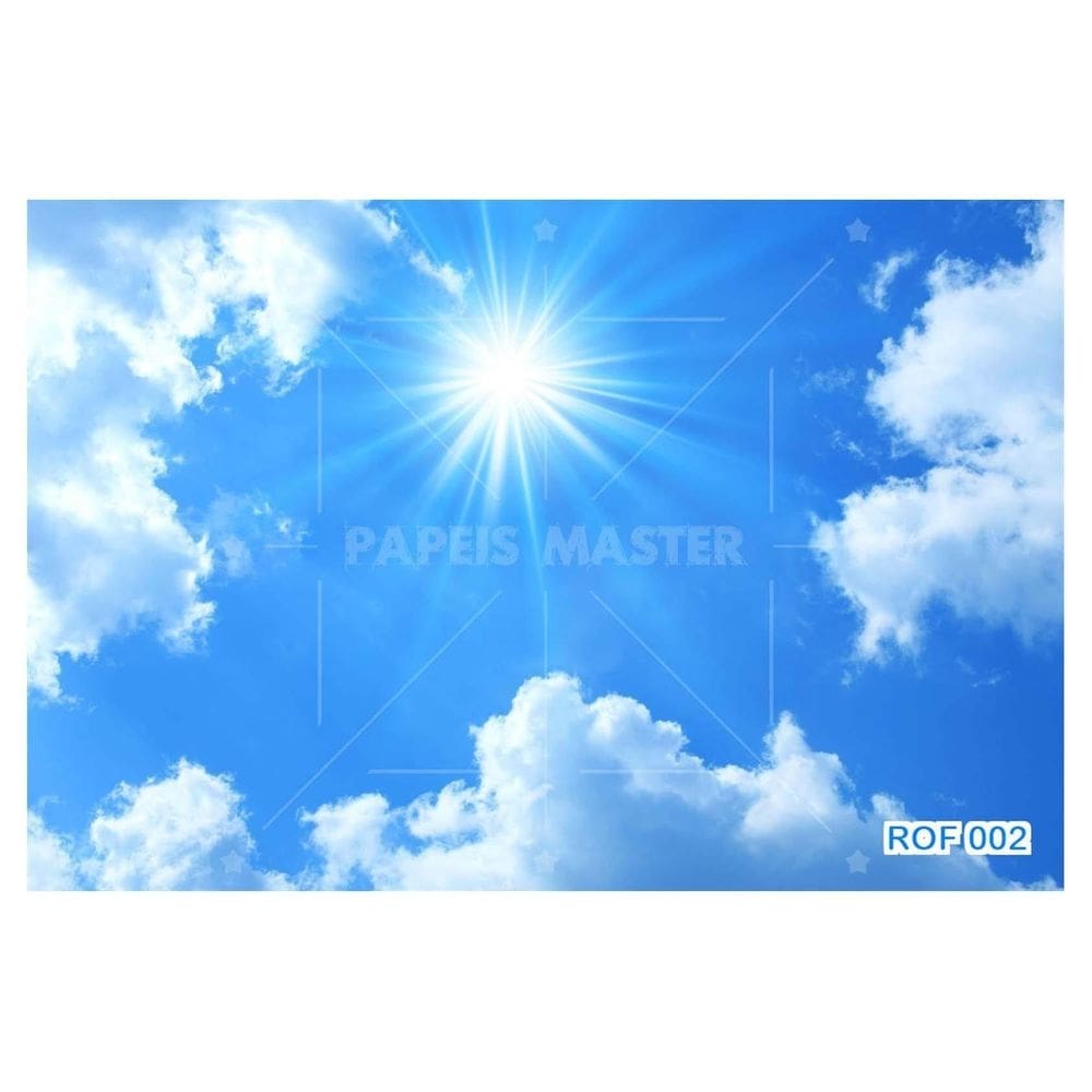 Papel De Teto Céu Azul Nuvem Branca Dia Manhã 3,5M Rof02