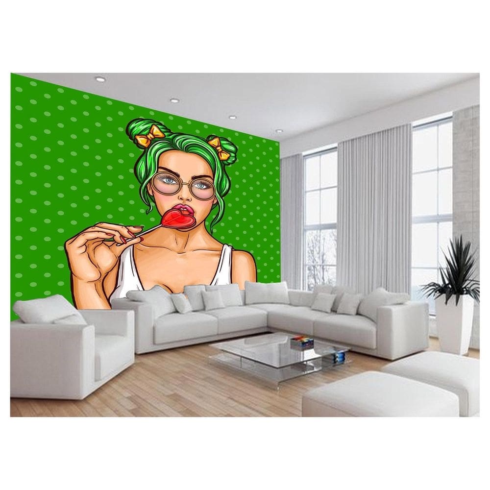 Papel De Parede 3D Arte Rosto Mulher Colorido 3,5M Tra148